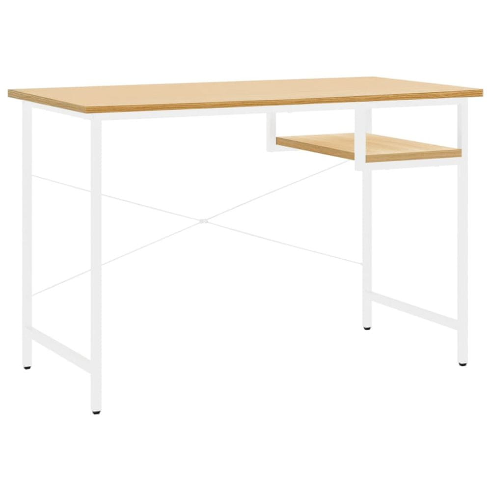 Vidaxl Počítačový stôl, biely a svetlý dub 105x55x72 cm, MDF a kov